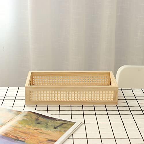 YAHUAN Rectangular Bamboo Serving Tray with Handles