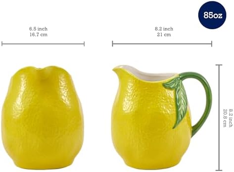 Bico Lemon Shape Handpainted Stoneware Pitcher