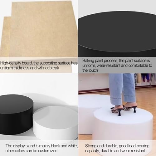 Black Round Cylinder Pedestal Stands for Display