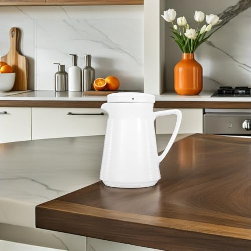 HANABASS White Ceramic Pitcher with Filter Lid