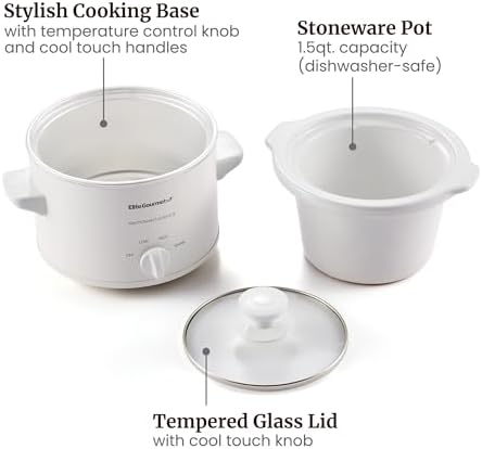 Elite Gourmet MST-250XW Electric Slow Cooker with Ceramic Pot and Glass Lid
