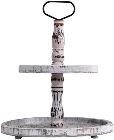 LKMANY 2 Tier Round Rustic Cupcake Stand Trays