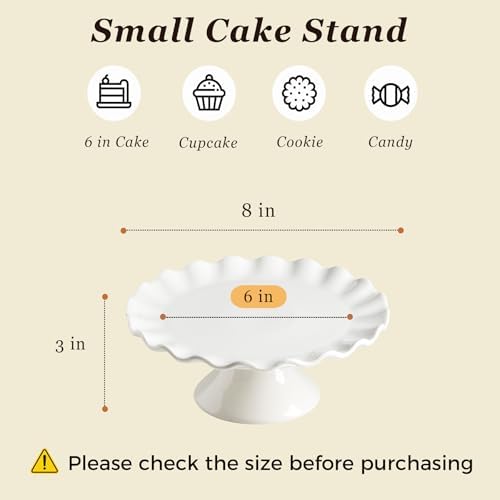 8 Inch Porcelain Cake Stand for Desserts and Tea Parties