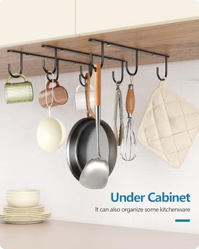 3 Pack Mug Hooks Space-Saving Under Cabinet Holder