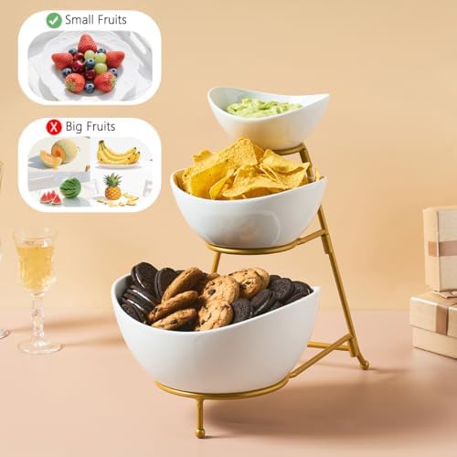 LYEOBOH 3 Tier Serving Bowls Set with Collapsible Stand
