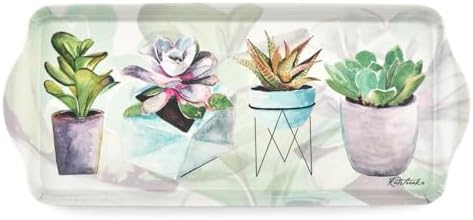 Pimpernel Succulents Rectangular Serving Tray with Handles