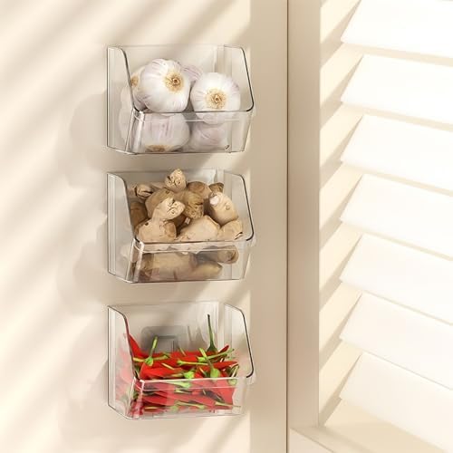 3 Pack Wall Mounted Storage Bins with Clear Design