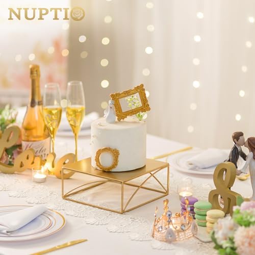 NUPTIO 8 Inch Gold Metal Cupcake Display Stand