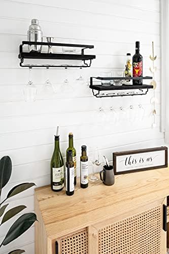 Mkono Wall Mounted Wine Rack Set of 2 Black