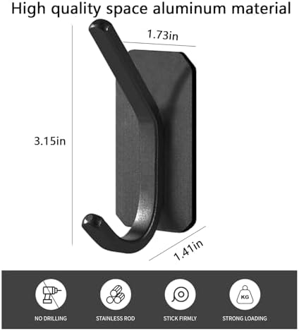 Paoli Heavy Duty Adhesive Hooks 30 lb 4 Pack Black