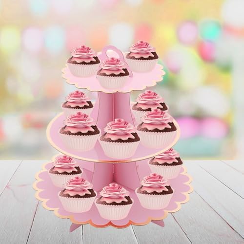 MRPAPA Pink Cupcake Cake Stand Tray 3-Tiered