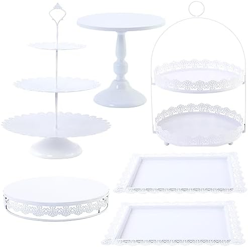 6 Pcs White Cake Stands Set for Parties and Celebrations