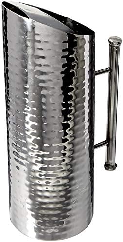 Elegance Hammered Stainless Steel Pitcher 60 Ounce Silver