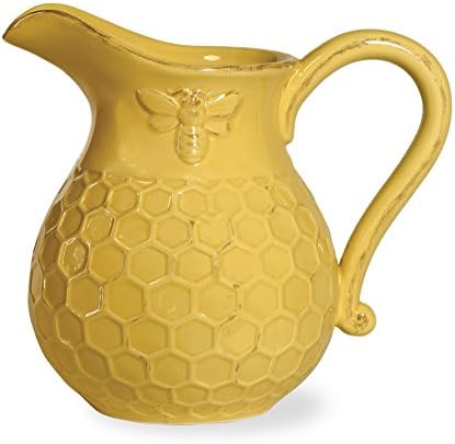 Boston International Embossed Ceramic Pitcher with Honeycomb Design