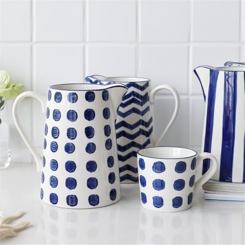 15L Blue Ceramic Water Kettle with Handle Pitcher