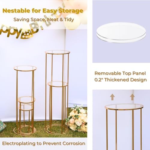 5PCS Round Gold Cake Stand for Party Display