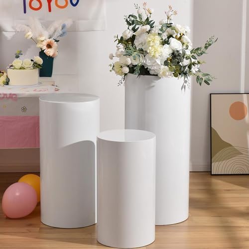 White Cylinder Display Stand for Parties 3pcs Set