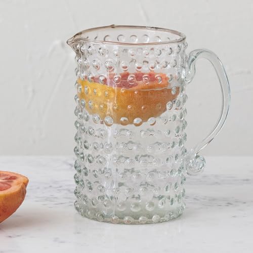 Creative Co Op Hand Blown Glass Hobnail Pitcher Clear