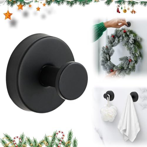 KAMOJI Suction Cup Hooks 11 lbs Weight Capacity 304 Stainless Steel Black