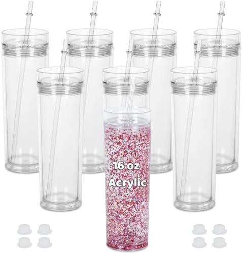 16 Oz Acrylic Snowglobe Tumbler 8 Pack Set