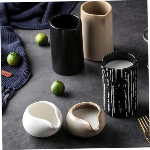 STOBAZA 2pcs Ceramic Milk Jars for Coffee Creamers and Syrup