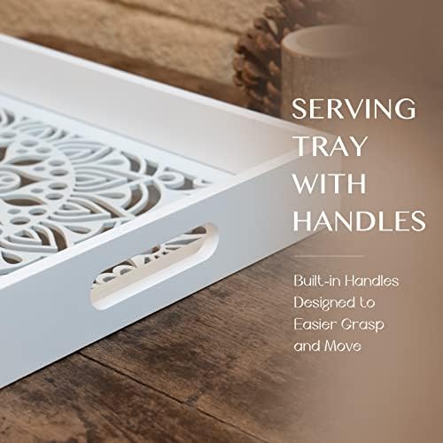 LINKOVE Wooden Serving Tray with Handles 15x10