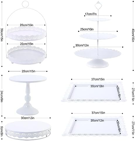 6 Pcs White Cake Stands Set for Parties and Celebrations