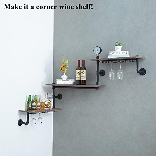 MAIKAILUN Wall Mounted Corner Wine Rack 3 Tier Black
