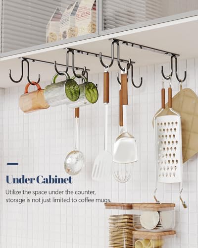 Luckinow Mug Hooks 3 Pack Black Metal Under Cabinet Organizer