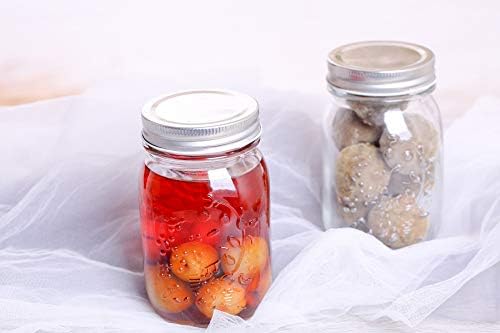 Hovico 17 Oz Clear Mason Jars Set of 4 with Lids and Bands