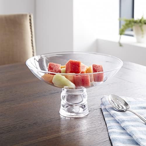 Huang Acrylic Clear Large Round Fruit Bowl with Removable Pedestal