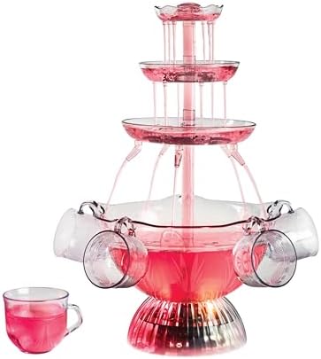 Nostalgia 3-Tier Party Fountain With LED Light Reusable Cups Included