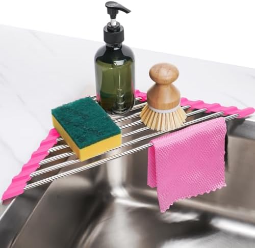 Tomorotec Triangle Roll-Up Dish Drying Rack - Small Foldable Stainless Steel