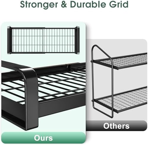 Expandable 2-Tier Pot Rack with 10 Hooks and 5 Lid Holders
