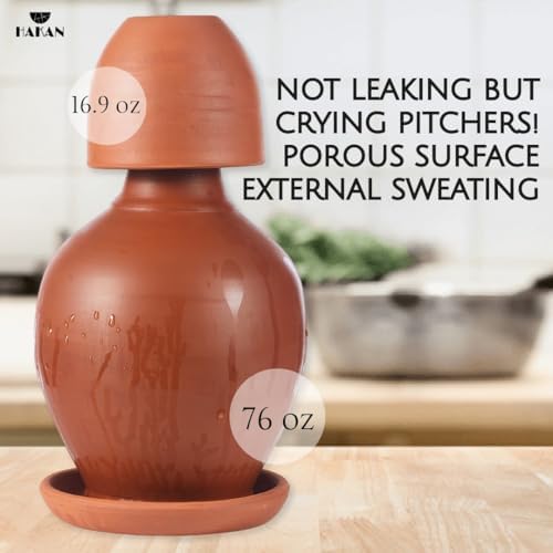 Hakan Terracotta Mud Jug Set with Mug and Platter 76 oz