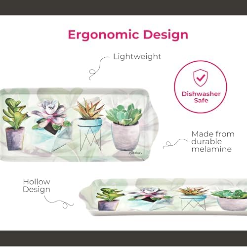 Pimpernel Succulents Rectangular Serving Tray with Handles