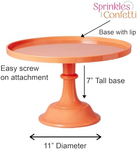 Sprinkles Confetti 11 Inch Peach Orange Cake Stand
