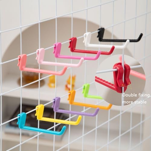 2 Pack Grid Panels Hanging Wire Basket Storage with Plastic Hooks