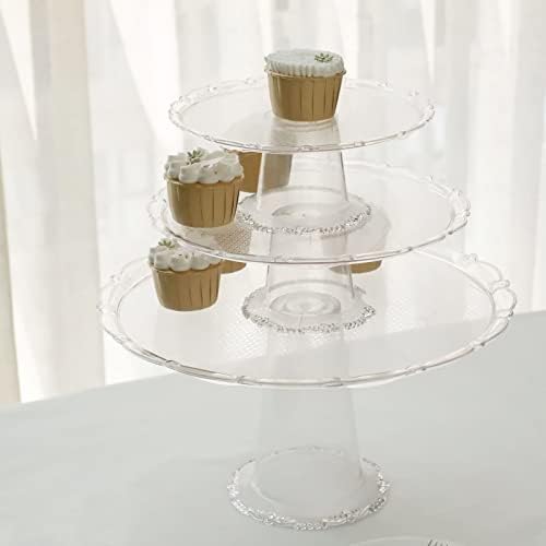 Tableclothsfactory Set of 3 Clear Plastic Cupcake Pedestal Displays