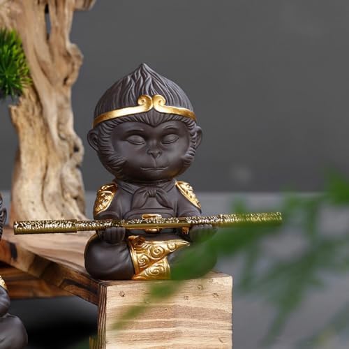Monkey King Purple Clay Tea Set with Golden Cudgel Tea Pet