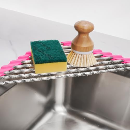 Tomorotec Triangle Roll-Up Dish Drying Rack - Small Foldable Stainless Steel