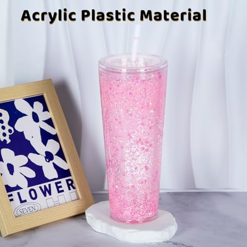 24 Oz Acrylic Snow Globe Tumbler 8 Pack