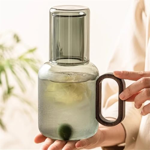 Cold Water Pitcher with Glass Lid and Cup Handle 850ml