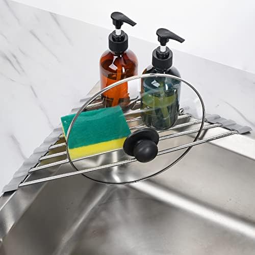 Tomorotec Triangle Roll-Up Dish Drying Rack for Sink