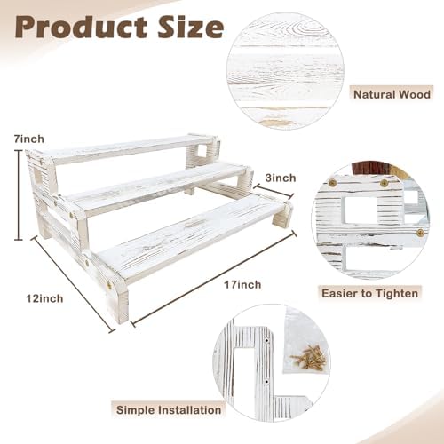 Onkuly 3 Tier Wooden Cupcake Stand with Rustic Design