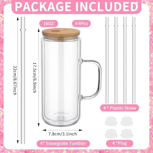 Skylety 9 Piece Snow Globe Tumbler Kit with Lid and Straw