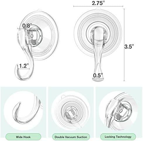 VISV Large Suction Cup Hooks with Wipes 5 Pcs