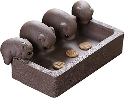 Siline Yixing Zisha Tea Pet with 4 Pig Statues
