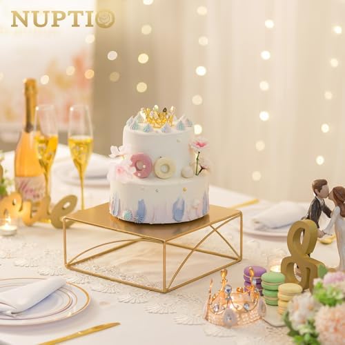 NUPTIO 10 Inch Metal Cake Stand Gold Display
