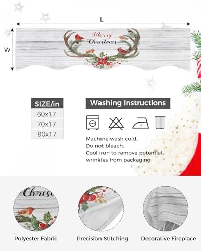 Yukro Holiday Fireplace Mantel Scarf 17x70 Inch